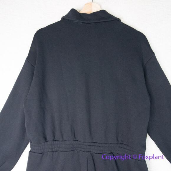 New! Eloquii black fleece zipped front elastic waist jumpsuit, size 18 - Picture 9 of 13